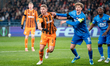 Valeriy Bondar and Sven Mijnans play during the game between FC Shakhtar Donetsk and AZ Al...