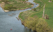 A kayaker paddles on the Neckar River in Bad Wimpfen, Baden-Wuerttemberg, Germany, on Apri...