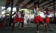 A traditional stick-fighting performance takes place at the Central Shaheed Minar to mark...