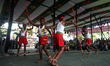 A traditional stick-fighting performance takes place at the Central Shaheed Minar to mark...