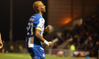 Owura Edwards of Colchester United celebrates after his team scores during the Sky Bet Lea...