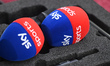Sky Sports branding on microphone covers during the Premier League match between West Ham...