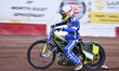 Jonas Jeppesen of Workington Comets leads in heat 1 during the Cab Direct Championship mat...