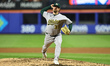 Athletics relief pitcher Mark Leiter Jr. #38 throws during the fifth inning of the basebal...