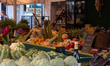 Vegetables and fruit are displayed at a market stall at Viktualienmarkt in Munich, Bavaria...