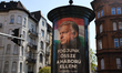 The National Petition poster is seen a day ahead of the parliamentary election in Budapest...