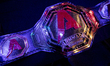 The championship belt of the ARMMADA organization is displayed at the mixed martial arts t...