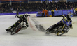 Jimmy Hornell of Sweden, in red, leads Arttu Lehtinen of Finland, in blue, during the Roel...