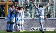 Pescara team celebrates a goal during the Serie BKT match between Pescara and Sampdoria at...