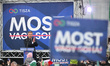 Peter Magyar, Prime Minister candidate of the Tisza Party, holds his final campaign rally...