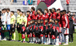 Toronto FC lines up during the anthem at the Major League Soccer match between FC Cincinna...