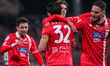 Matteo Pessina celebrates a goal with teammates during the Serie B match between AC Monza...