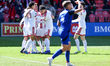 Toronto FC striker Josh Sargent (center) and Toronto FC players celebrate a team goal duri...