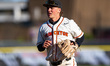 Brady Kaufman of the Princeton Tigers exits the field during an NCAA baseball game at Clar...