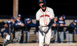 Tommy Googins of the Princeton Tigers draws a walk during an NCAA baseball game at Clarke...