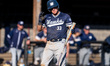 Simmi Whitehill of the Monmouth Hawks reacts during an NCAA baseball game at Clarke Field...