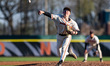 Will Sword of the Princeton Tigers delivers a pitch during an NCAA baseball game at Clarke...