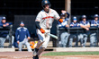 Will Robbins of the Princeton Tigers hits the ball during an NCAA baseball game at Clarke...