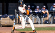 Isaac Lamson of the Princeton Tigers swings the bat during an NCAA baseball game at Clarke...