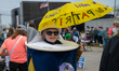 Protesters rally near a U.S. Immigration and Customs Enforcement facility in Broadview, Il...