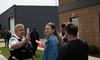 Protesters rally near a U.S. Immigration and Customs Enforcement facility in Broadview, Il...