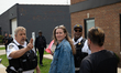 Protesters rally near a U.S. Immigration and Customs Enforcement facility in Broadview, Il...