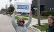 Protesters rally near a U.S. Immigration and Customs Enforcement facility in Broadview, Il...