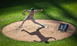 Athletics starting pitcher Jacob Lopez #57 throws during the second inning of the baseball...