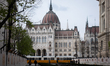 A fragment of the Hungarian Parliament building (Orszaghaz) is seen from near Alkotmany St...