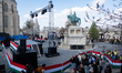 Security measures restrict pedestrian access at Szentharomsag ter near Fisherman's Bastion...