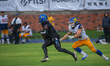 Gallos Negros safety Rod Sylvestre #7 runs the ball during the match between Gallos Negros...