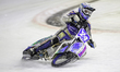 Max Koivula (24) of Finland practices during the FIM Ice Speedway Gladiators World Champio...