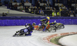 Heikki Husko of Finland collides with Wild Card Harald Simon of Austria in the first turn...