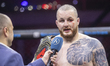 Serbian fighter Jovan Leka celebrates victory after the fight at SPENS Sports Center durin...