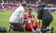 Dael Fry of Middlesbrough receives treatment after a clash of heads during the Sky Bet Cha...