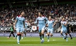 Feyenoord players celebrate a goal by Feyenoord Rotterdam attacker Ayase Ueda during the D...