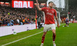 Neco Williams of Nottingham Forest celebrates his goal to make it 1-1 during the Premier L...