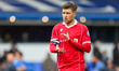 Josh Windass of Wrexham AFC acknowledges the fans for their support at full-time during th...