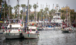 Dozens of vessels depart from the port of Barcelona as part of an international flotilla b...