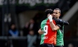 NEC Nijmegen players Damilo and Youssef El Kachati celebrate a goal by Damilo during the D...