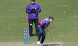 Durham's Phoebe Turner bowls during the Metro Bank One Day Cup match between Durham Cricke...