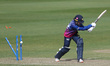 Durham's Mady Villiers is bowled by Lancashire's Grace Potts during the Metro Bank One Day...