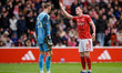 Elliot Anderson of Nottingham Forest reacts after being fouled during the Premier League m...