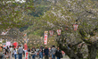 IWAKUNI, JAPAN - APRIL 12:
 A lively crowd of locals and tourists enjoy outdoor dining an...