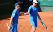 Carlo Alberto Caniato and Federico Bondioli of Italy participate in the Monza Open Tennis...