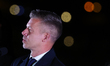 TISZA Party candidate for Hungarian Prime Minister Peter Magyar during the election evenin...