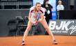 Martyna Kubka competes in the Billie Jean King Cup Qualifiers during the Poland vs Ukraine...