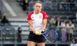 Magda Linette competes in the Billie Jean King Cup Qualifiers during the Poland vs Ukraine...