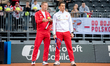Polish national team coaches Dawid Celt and Maciej Domka are seen during the Billie Jean K...