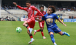 Adalberto Carrasquilla #28 of Pumas and Mauro Zaleta #14 of Mazatlan compete for the ball...